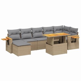 Maison exclusive - salon de jardin avec coussins 8 pcs beige résine tressée