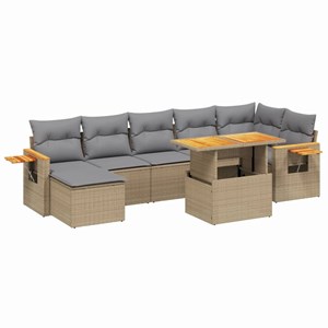 Maison exclusive - salon de jardin avec coussins 8 pcs beige résine tressée