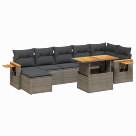 Maison exclusive - salon de jardin 8 pcs avec coussins gris résine tressée