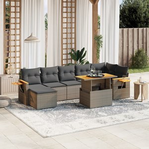 Maison exclusive - salon de jardin 8 pcs avec coussins gris résine tressée