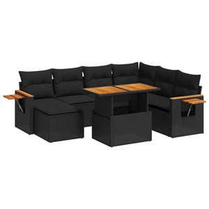 Maison exclusive - salon de jardin 8 pcs avec coussins noir résine tressée