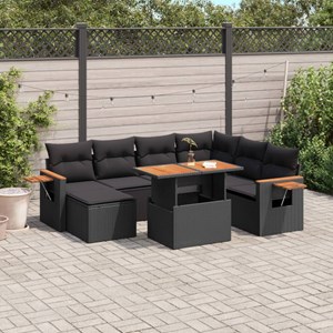 Maison exclusive - salon de jardin 8 pcs avec coussins noir résine tressée