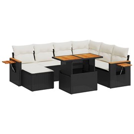 Maison exclusive - salon de jardin 8 pcs avec coussins noir résine tressée