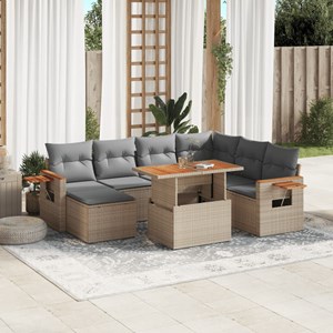 Maison exclusive - salon de jardin avec coussins 8 pcs beige résine tressée