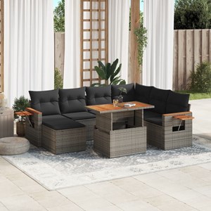 Maison exclusive - salon de jardin 8 pcs avec coussins gris résine tressée