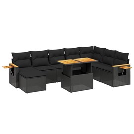 Maison exclusive - salon de jardin 9 pcs avec coussins noir résine tressée