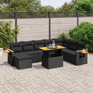 Maison exclusive - salon de jardin 9 pcs avec coussins noir résine tressée