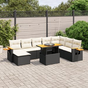 Maison exclusive - salon de jardin 9 pcs avec coussins noir résine tressée