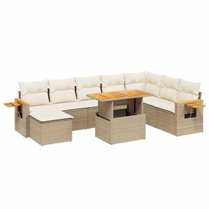 Maison exclusive - salon de jardin avec coussins 9 pcs beige résine tressée
