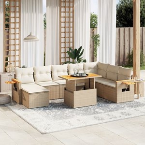 Maison exclusive - salon de jardin avec coussins 9 pcs beige résine tressée