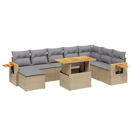 Maison exclusive - salon de jardin avec coussins 9 pcs beige résine tressée