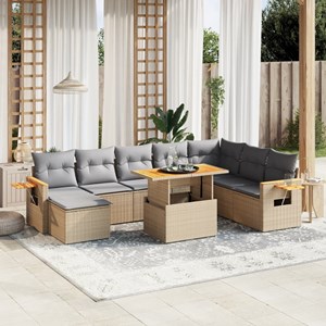 Maison exclusive - salon de jardin avec coussins 9 pcs beige résine tressée
