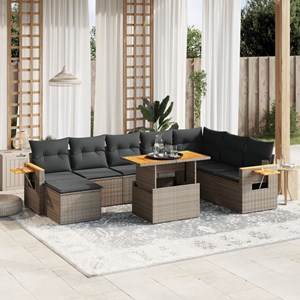 Maison exclusive - salon de jardin 9 pcs avec coussins gris résine tressée