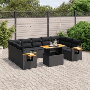 Maison exclusive - salon de jardin 10 pcs avec coussins noir résine tressée