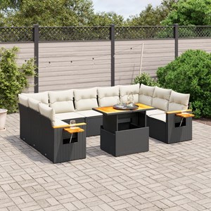Maison exclusive - salon de jardin 10 pcs avec coussins noir résine tressée