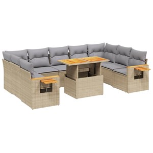 Maison exclusive - salon de jardin avec coussins 10 pcs beige résine tressée