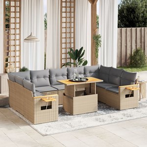Maison exclusive - salon de jardin avec coussins 10 pcs beige résine tressée