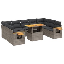 Maison exclusive - salon de jardin avec coussins 10 pcs gris résine tressée