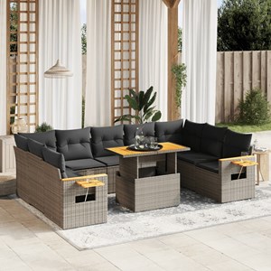 Maison exclusive - salon de jardin avec coussins 10 pcs gris résine tressée