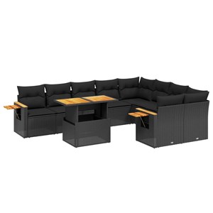 Maison exclusive - salon de jardin 10 pcs avec coussins noir résine tressée