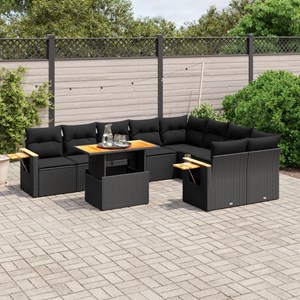 Maison exclusive - salon de jardin 10 pcs avec coussins noir résine tressée