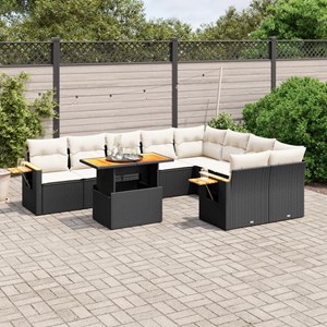Maison exclusive - salon de jardin 10 pcs avec coussins noir résine tressée