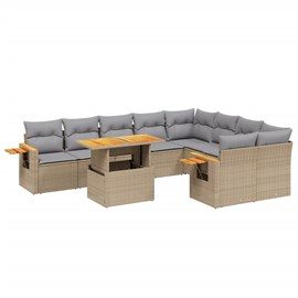 Maison exclusive - salon de jardin avec coussins 10 pcs beige résine tressée