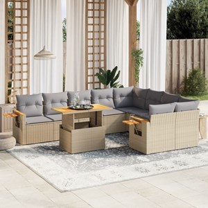 Maison exclusive - salon de jardin avec coussins 10 pcs beige résine tressée