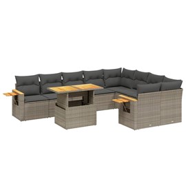 Maison exclusive - salon de jardin avec coussins 10 pcs gris résine tressée