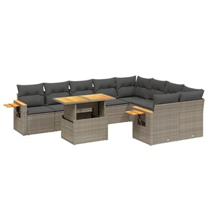 Maison exclusive - salon de jardin avec coussins 10 pcs gris résine tressée