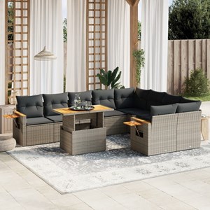 Maison exclusive - salon de jardin avec coussins 10 pcs gris résine tressée