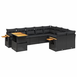 Maison exclusive - salon de jardin 10 pcs avec coussins noir résine tressée