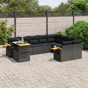 Maison exclusive - salon de jardin 10 pcs avec coussins noir résine tressée