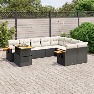 Maison exclusive - salon de jardin 10 pcs avec coussins noir résine tressée