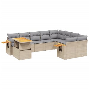 Maison exclusive - salon de jardin avec coussins 10 pcs beige résine tressée