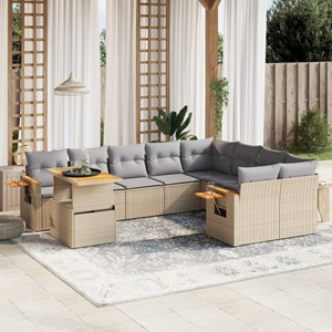 Maison exclusive - salon de jardin avec coussins 10 pcs beige résine tressée