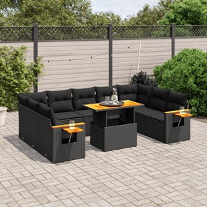 Maison exclusive - salon de jardin 11 pcs avec coussins noir résine tressée