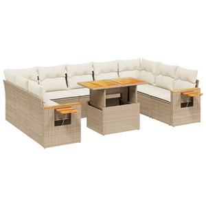 Maison exclusive - salon de jardin 11 pcs avec coussins beige résine tressée