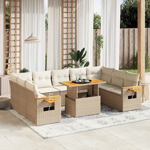 Maison exclusive - salon de jardin 11 pcs avec coussins beige résine tressée