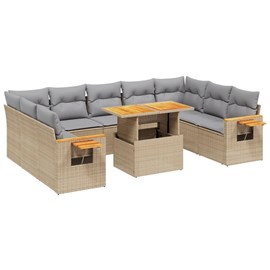 Maison exclusive - salon de jardin 11 pcs avec coussins beige résine tressée