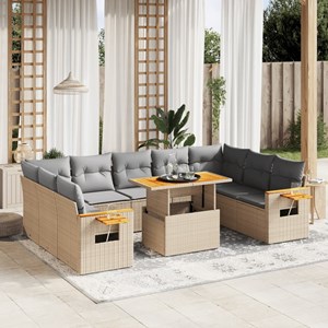 Maison exclusive - salon de jardin 11 pcs avec coussins beige résine tressée