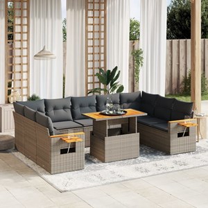 Maison exclusive - salon de jardin 11 pcs avec coussins gris résine tressée