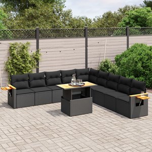 Maison exclusive - salon de jardin 11 pcs avec coussins noir résine tressée