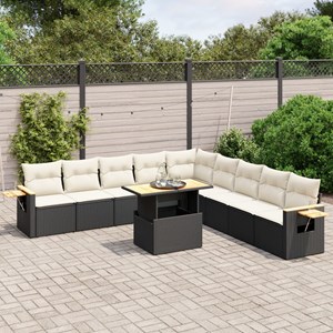 Maison exclusive - salon de jardin 11 pcs avec coussins noir résine tressée