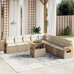 Maison exclusive - salon de jardin 11 pcs avec coussins beige résine tressée