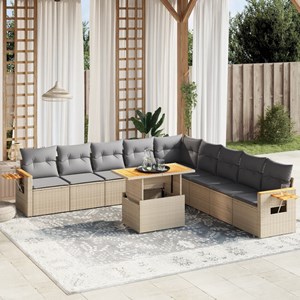 Maison exclusive - salon de jardin 11 pcs avec coussins beige résine tressée