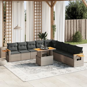 Maison exclusive - salon de jardin 11 pcs avec coussins gris résine tressée