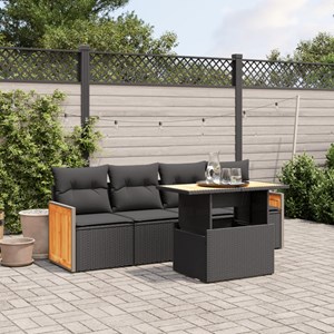 Maison exclusive - salon de jardin 5 pcs avec coussins noir résine tressée