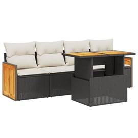 Maison exclusive - salon de jardin 5 pcs avec coussins noir résine tressée