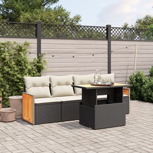 Maison exclusive - salon de jardin 5 pcs avec coussins noir résine tressée